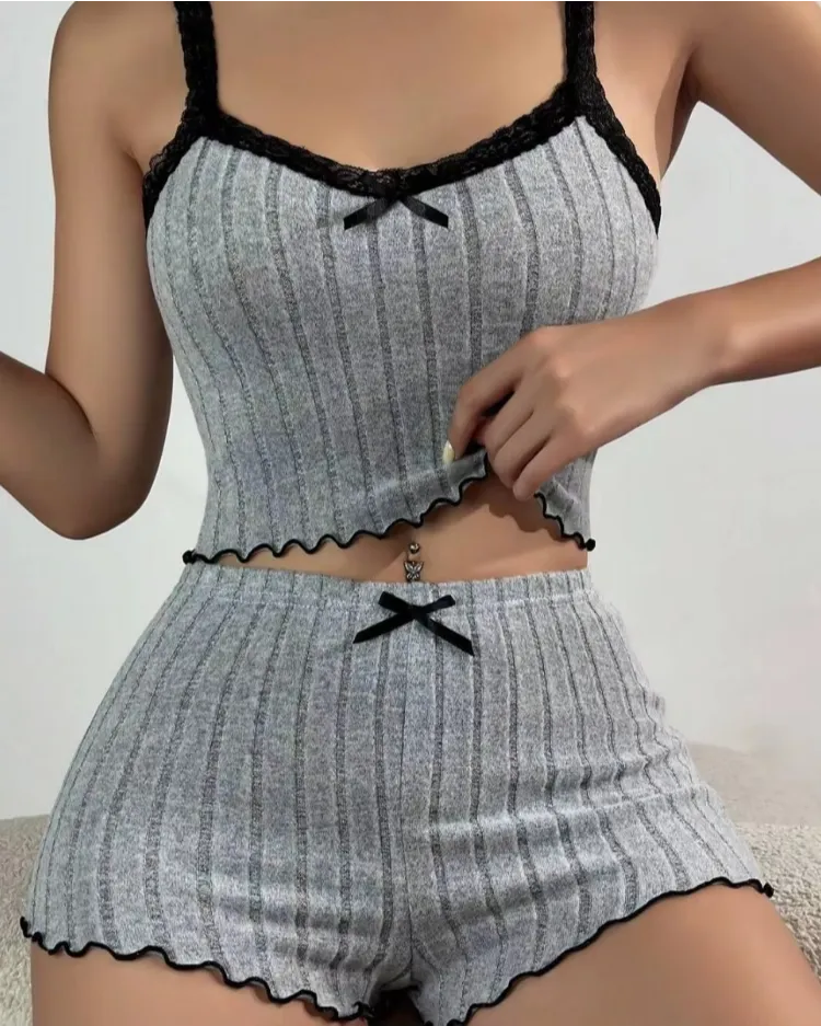 Coretta | Kanten Geribde Pyjama Set