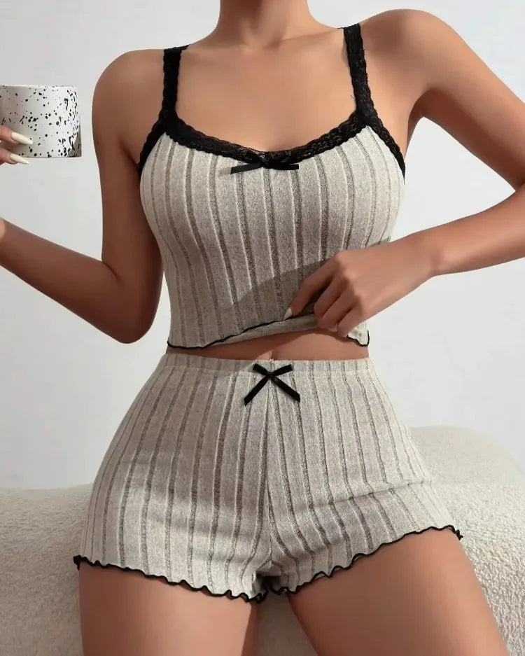 Coretta | Kanten Geribde Pyjama Set