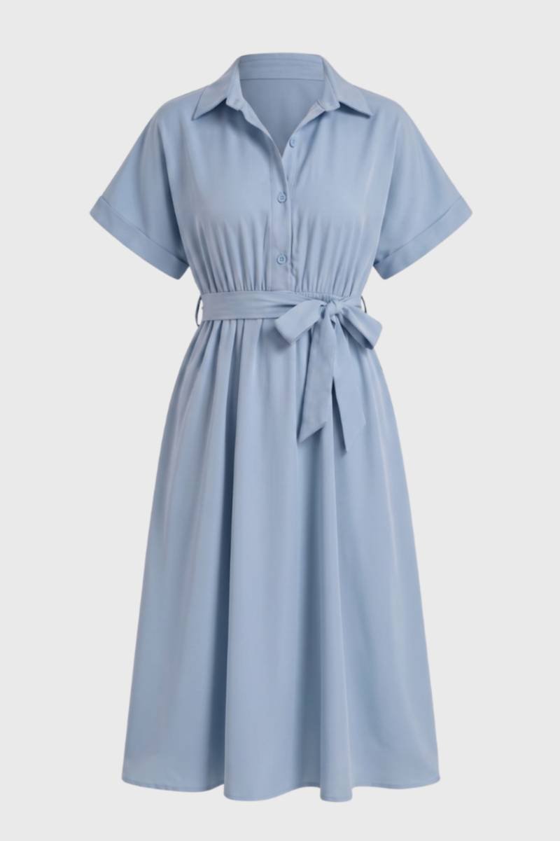 Bordeaux Midi Jurk met Strikceintuur