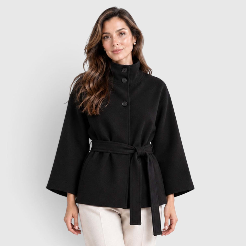 Rosalinde | Cape Jacket met Ceintuur en Staande Kraag
