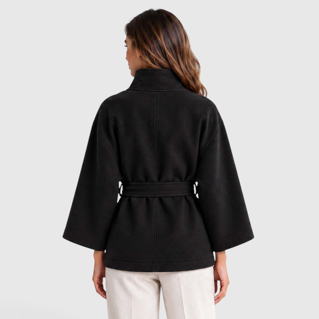 Rosalinde | Cape Jacket met Ceintuur en Staande Kraag