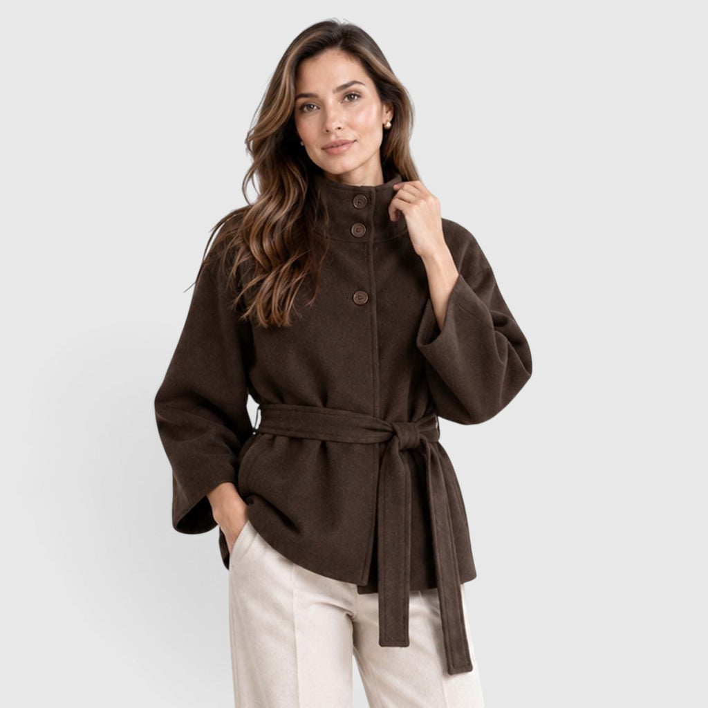 Rosalinde | Cape Jacket met Ceintuur en Staande Kraag