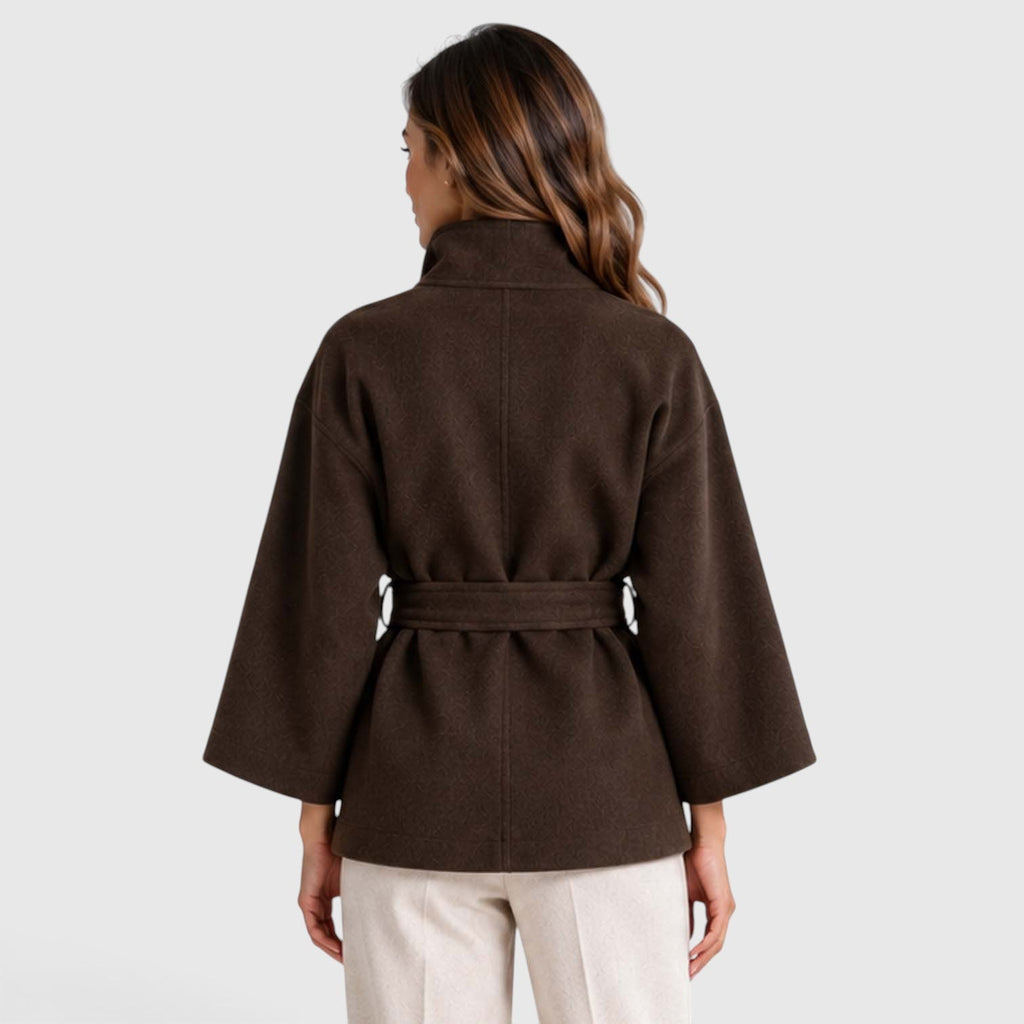 Rosalinde | Cape Jacket met Ceintuur en Staande Kraag