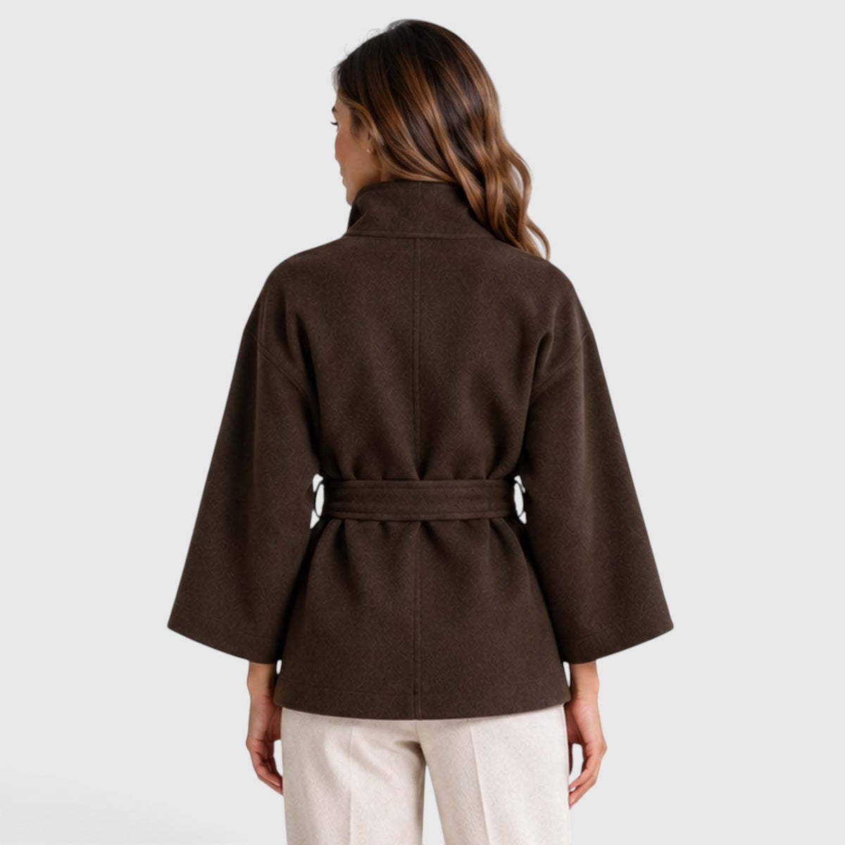 Rosalinde | Cape Jacket met Ceintuur en Staande Kraag
