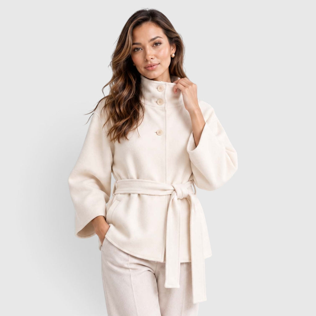 Rosalinde | Cape Jacket met Ceintuur en Staande Kraag