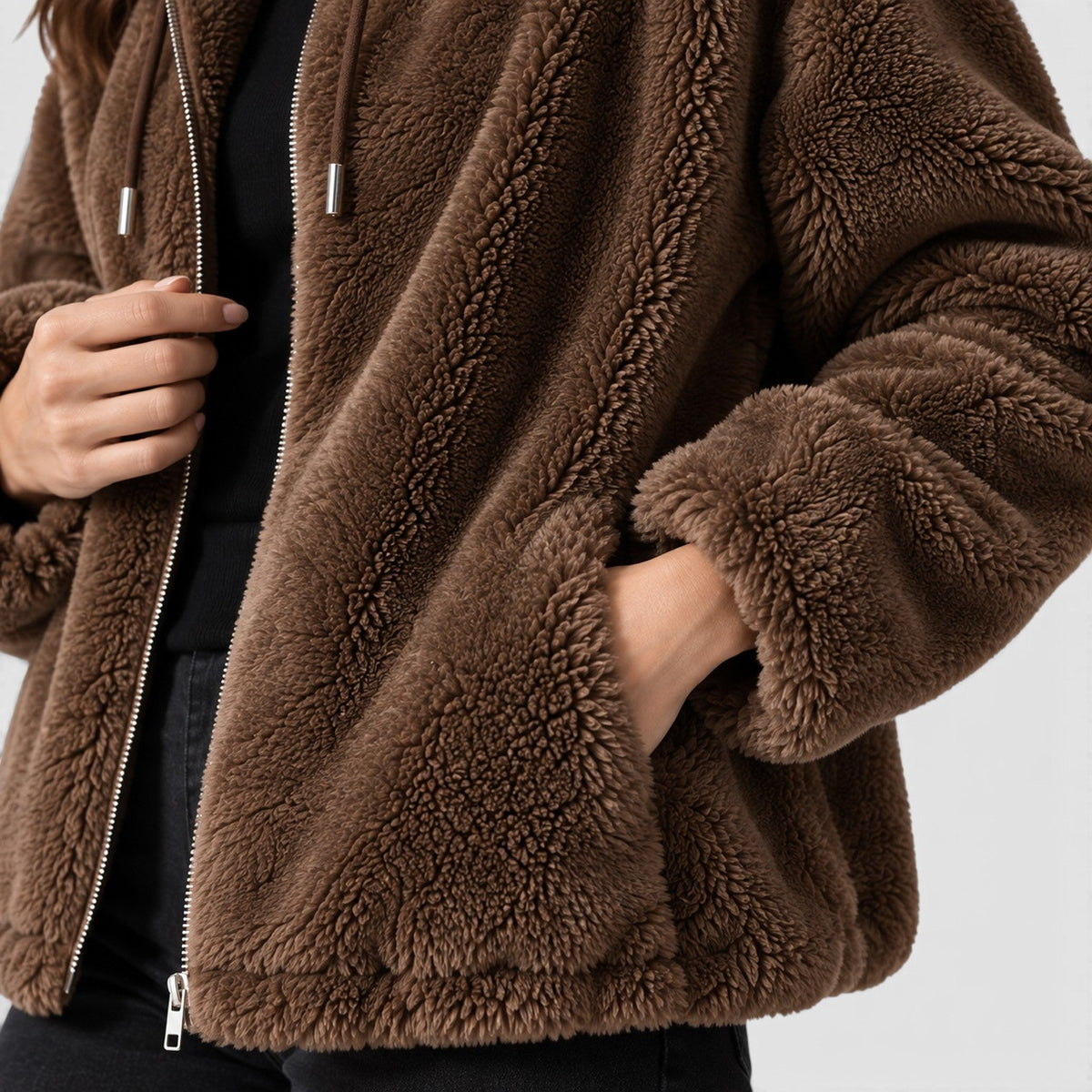 Ninthe | Fleece Jas met Warme Staande Kraag en Volledige Rits