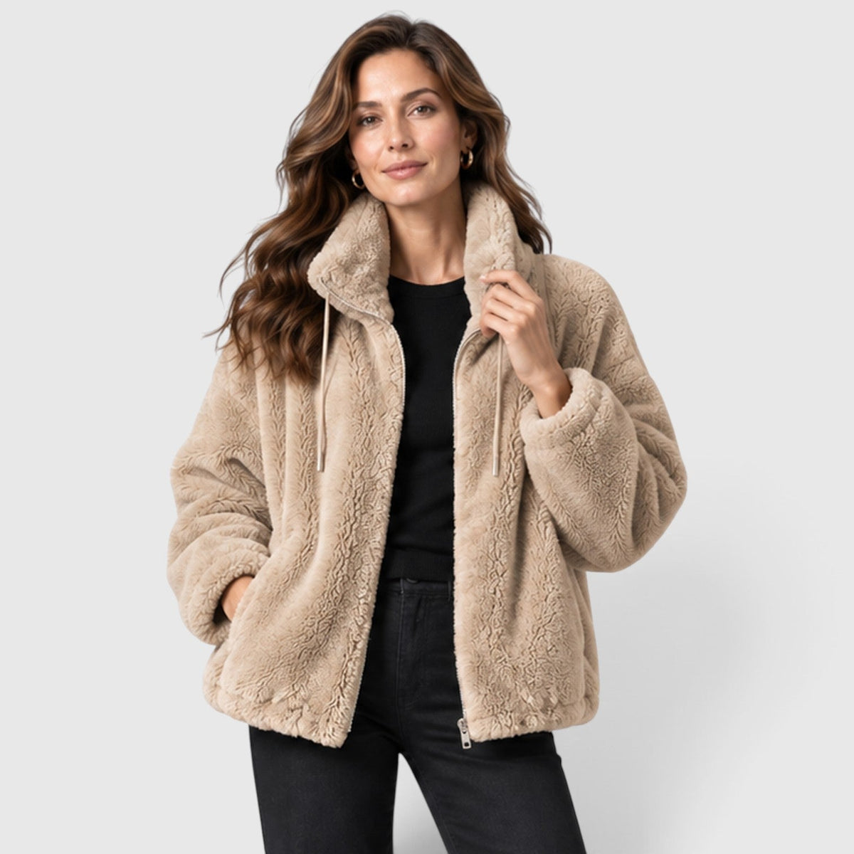 Ninthe | Fleece Jas met Warme Staande Kraag en Volledige Rits
