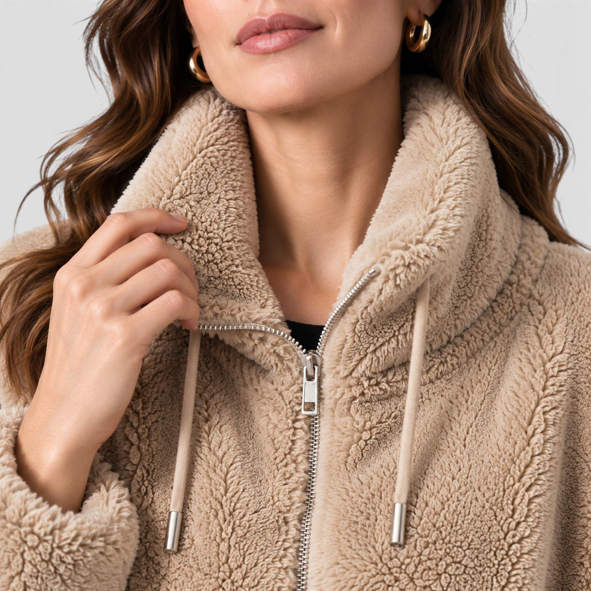 Ninthe | Fleece Jas met Warme Staande Kraag en Volledige Rits