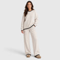 Anouska | Gebreide Co-Ord Set met Brede Pijpen Broek