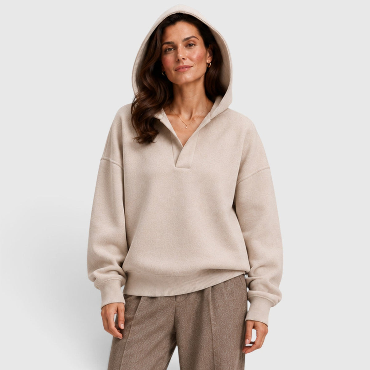 Fenna | Oversized Open Hals Pullover Hoodie