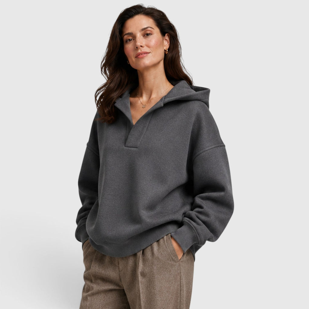 Fenna | Oversized Open Hals Pullover Hoodie