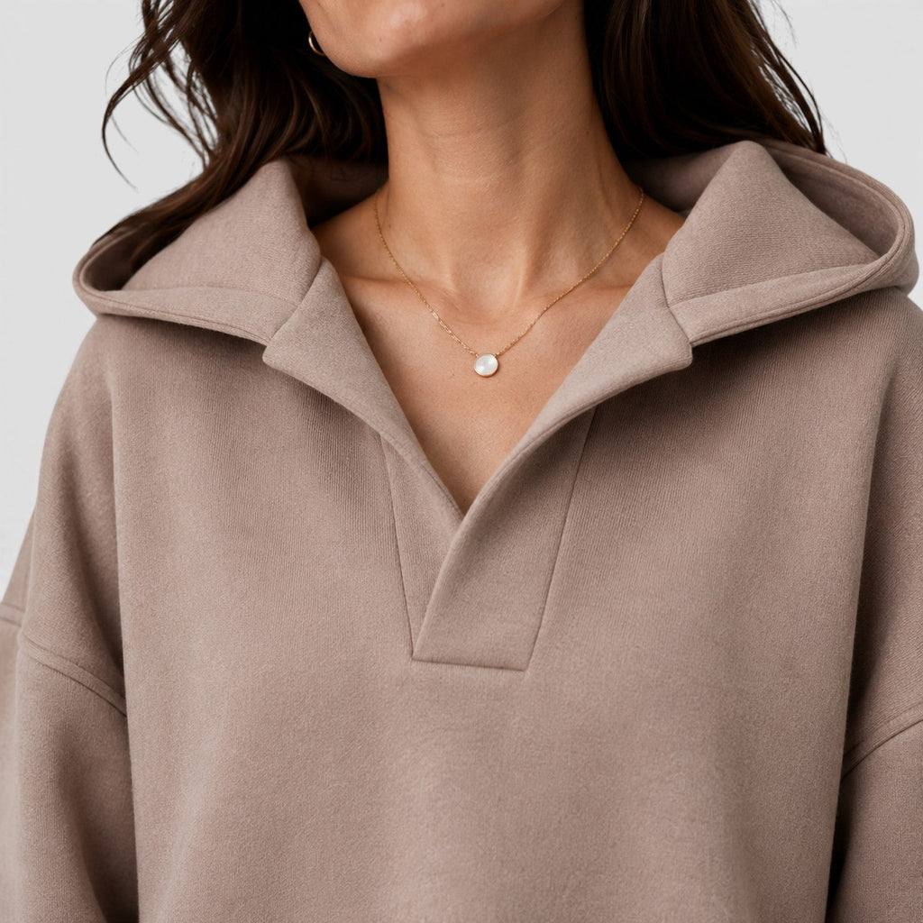 Fenna | Oversized Open Hals Pullover Hoodie