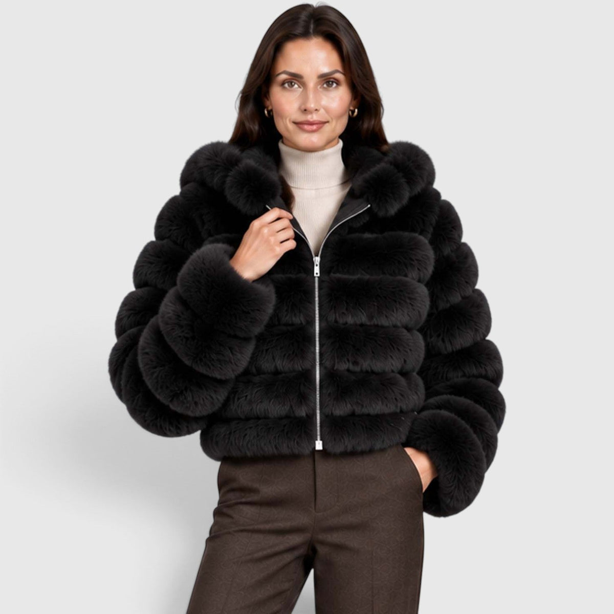 Sanne | Pluche Gevoerde Winterjas