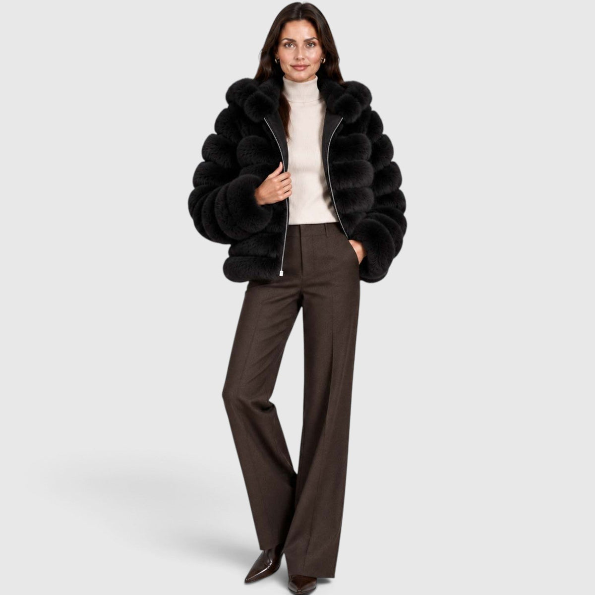 Sanne | Pluche Gevoerde Winterjas