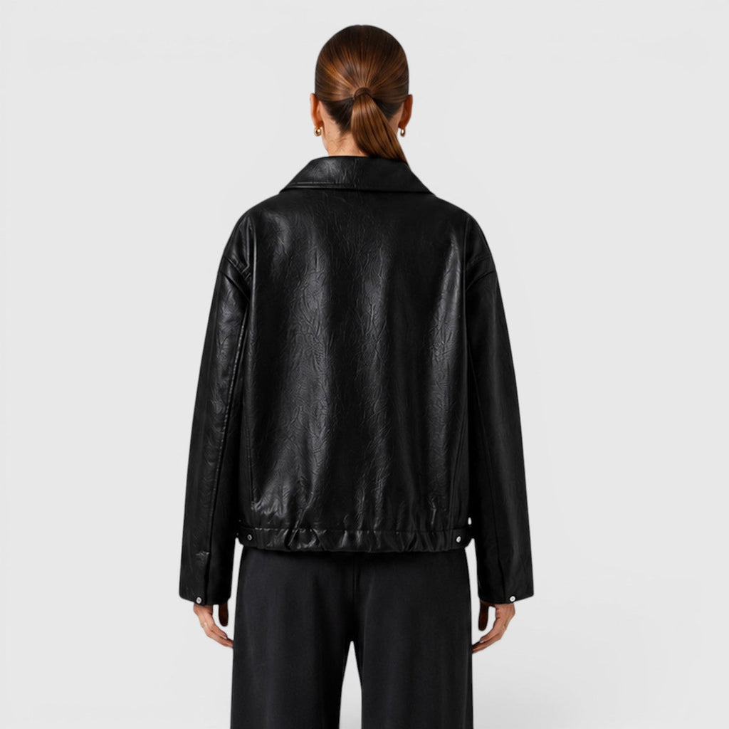 Talena | Zip Leren Jas met Zakken voor Slim Casual Stijl