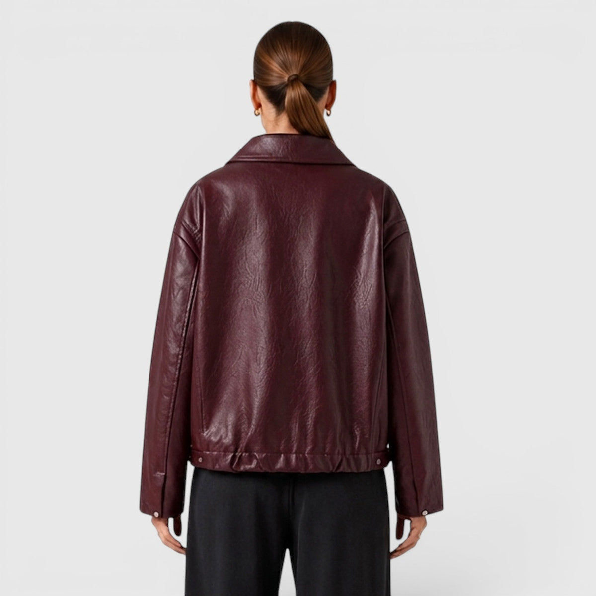 Talena | Zip Leren Jas met Zakken voor Slim Casual Stijl