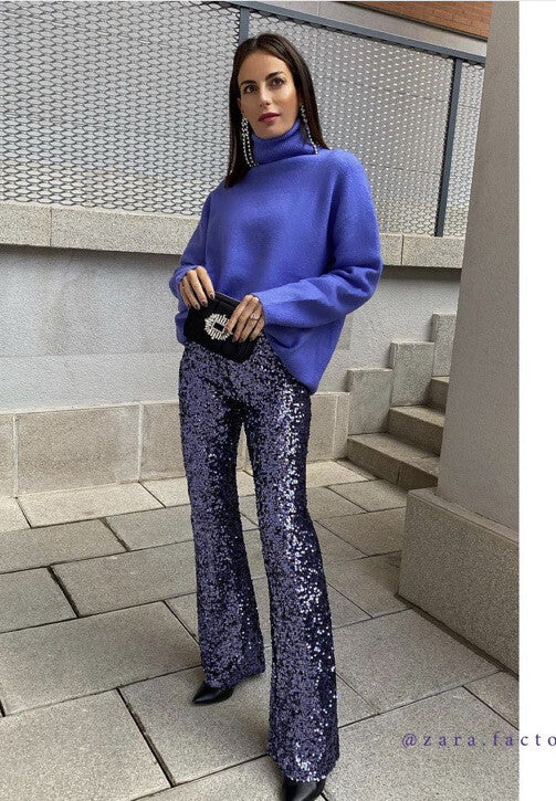 Cassia | Glitter Pailletten Flare Broek