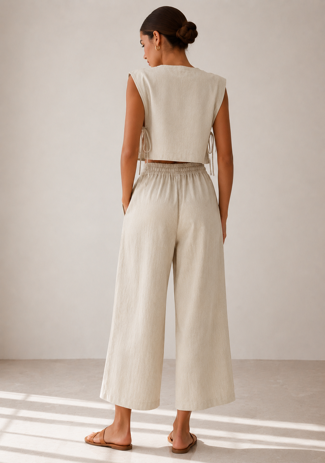 Lina | Linnen Set met Top en Wijde Broek