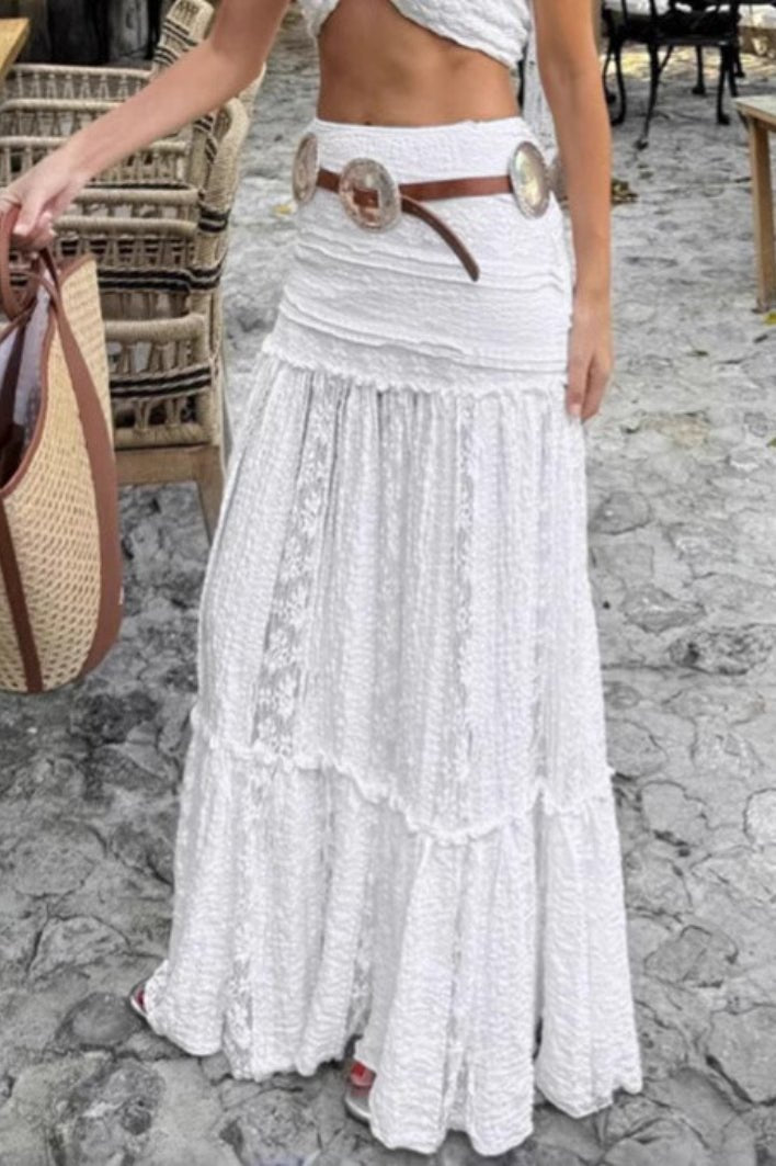 Brianna | Kanten Tiered Maxi Rok