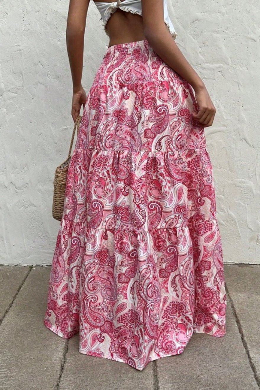 Riley | Elastische Taille Paisley Maxi Rok