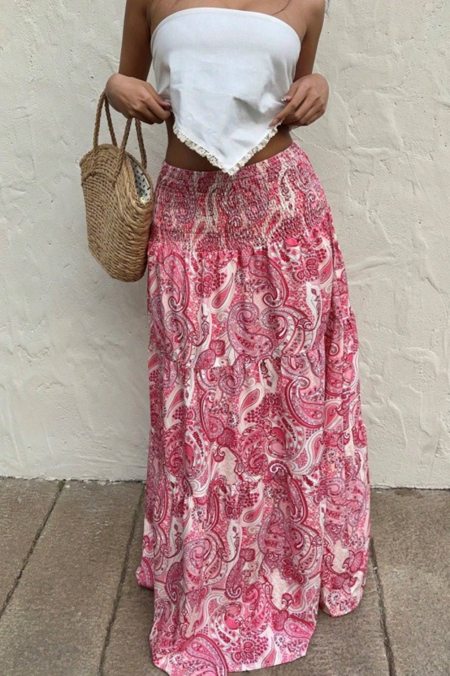 Riley | Elastische Taille Paisley Maxi Rok