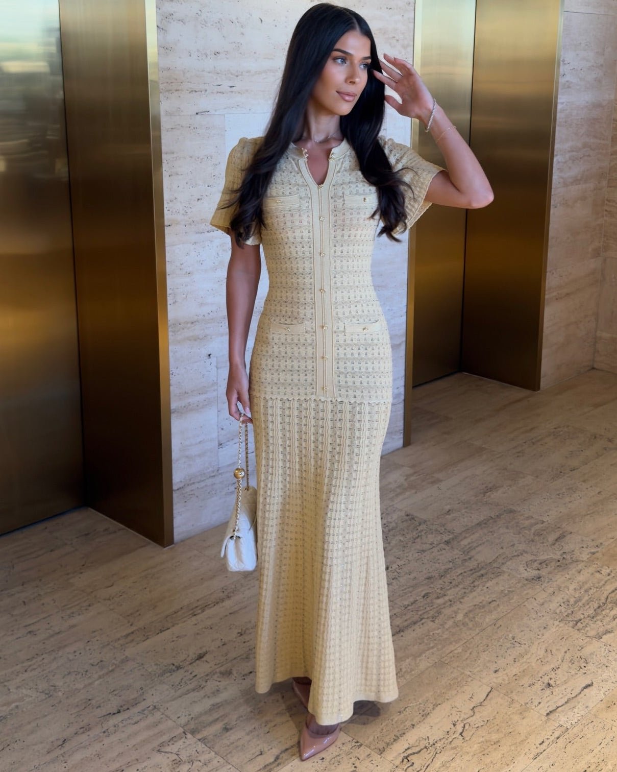 Beatrice | Geribbelde Maxi Jurk