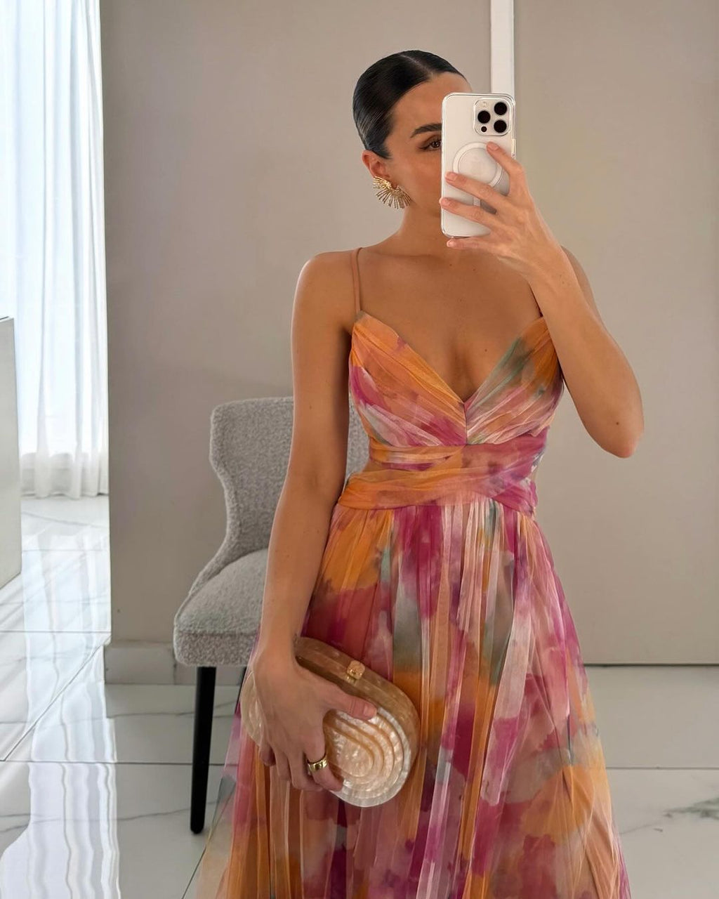 Bianca | Bloemen V-Hals Maxi Jurk