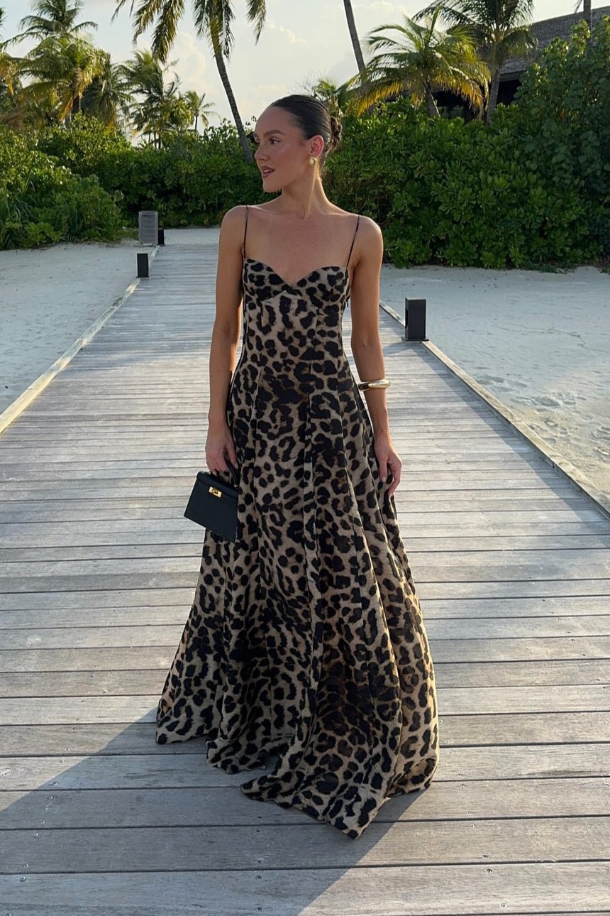 Imogen | Luipaardprint Spaghetti Strap Maxi Jurk