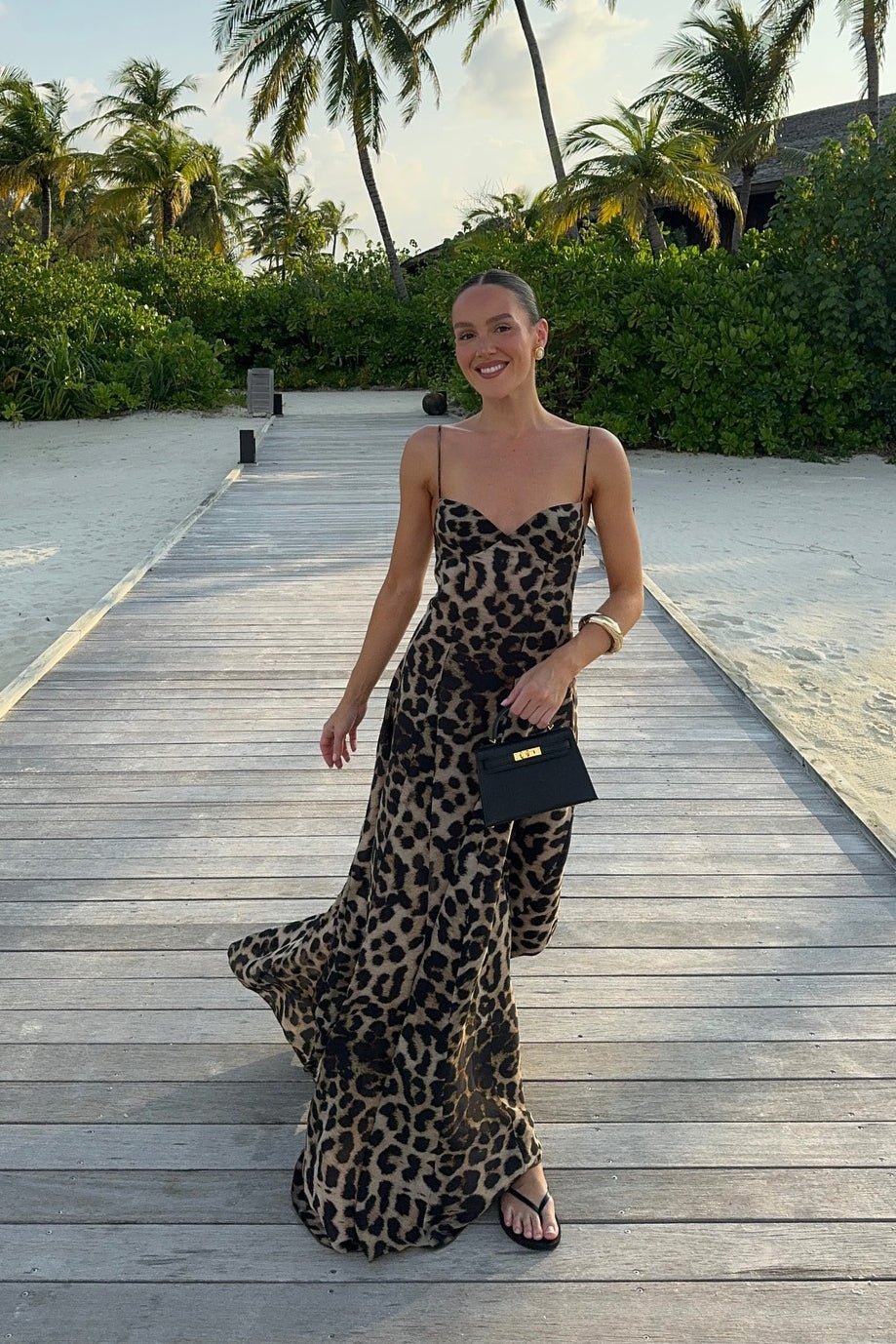 Imogen | Luipaardprint Spaghetti Strap Maxi Jurk