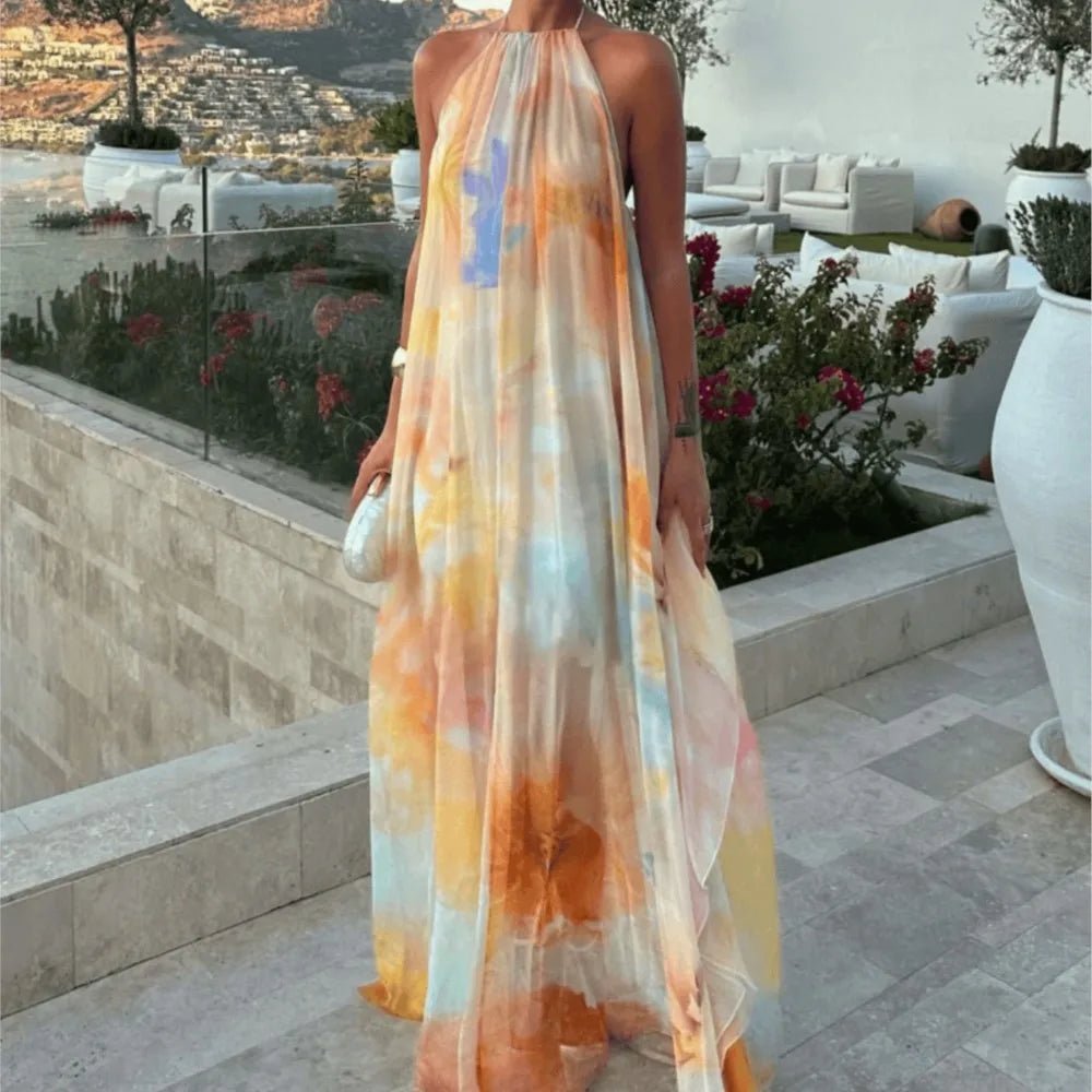 Cara | Halter Neck Lace-Up Maxi Jurk