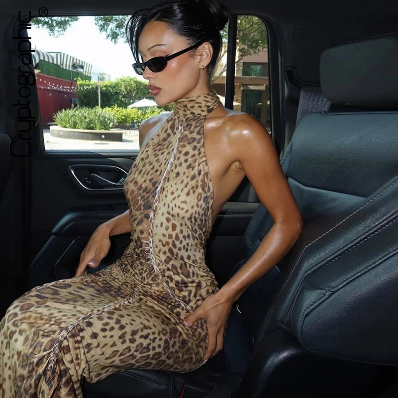 Janice | Luipaard Halter Maxi Jurk