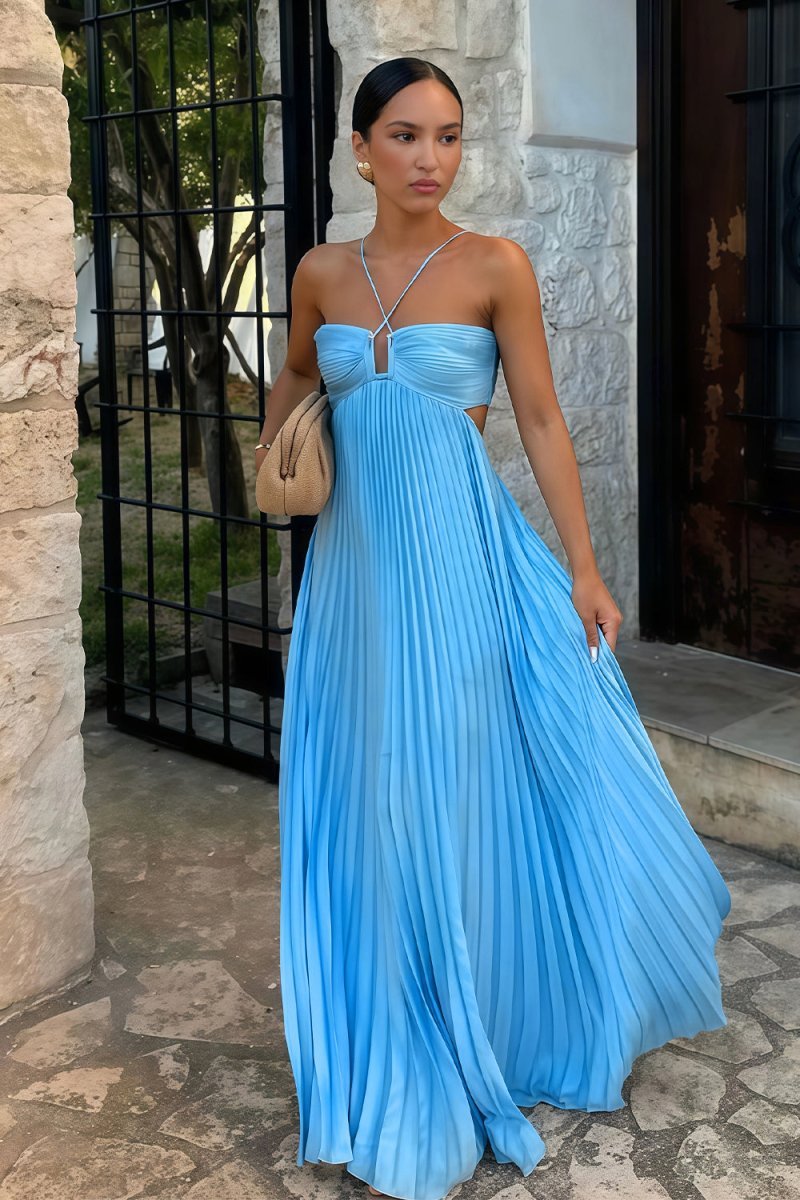 Lindsay | Cutout Plissé Maxi Jurk