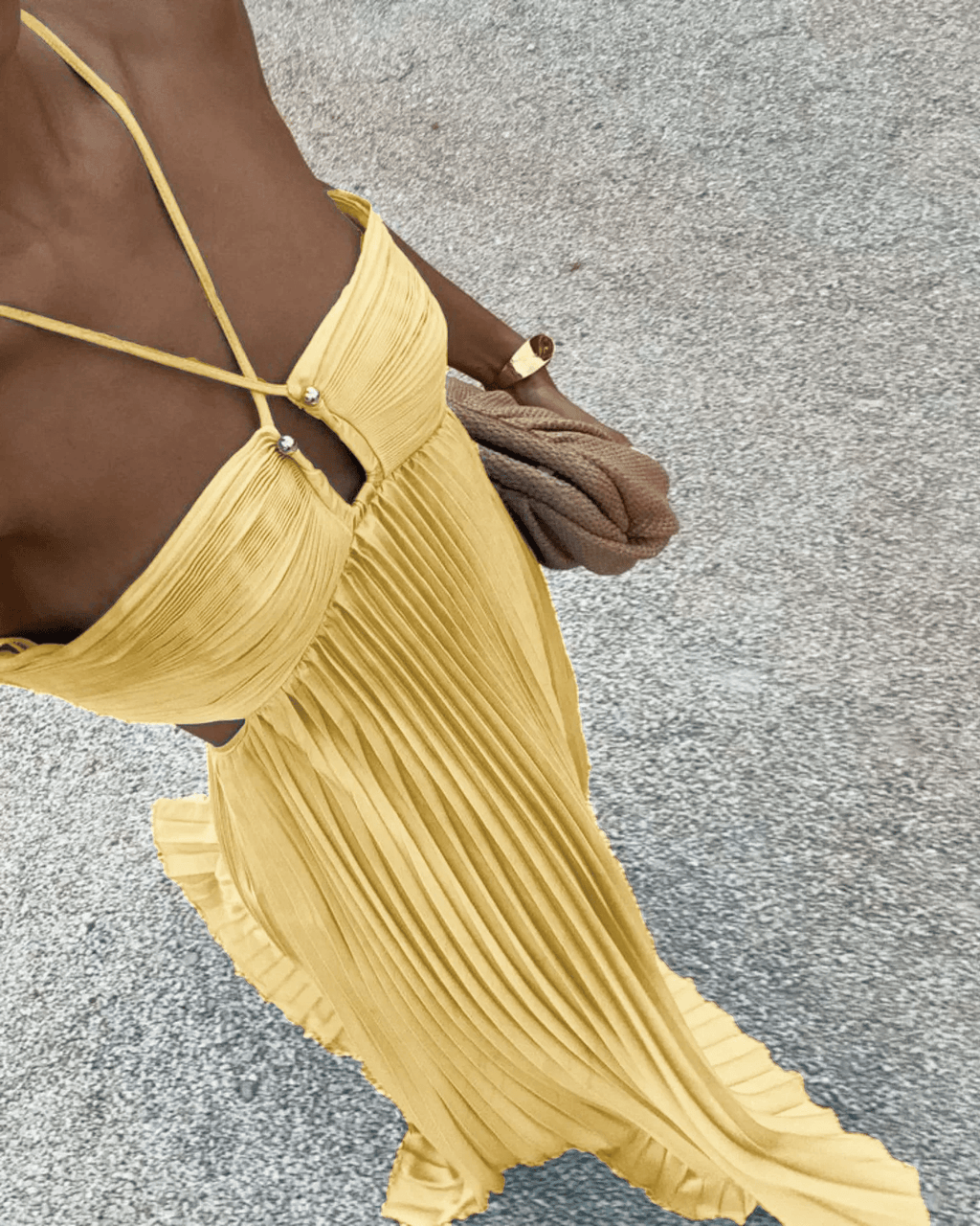 Lindsay | Cutout Plissé Maxi Jurk