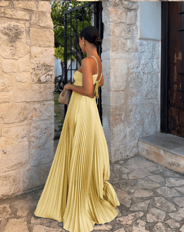 Lindsay | Cutout Plissé Maxi Jurk