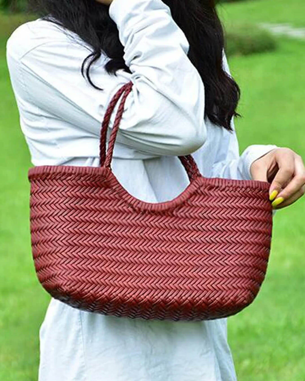Bianca | Handgeweven Leren Tote Bag