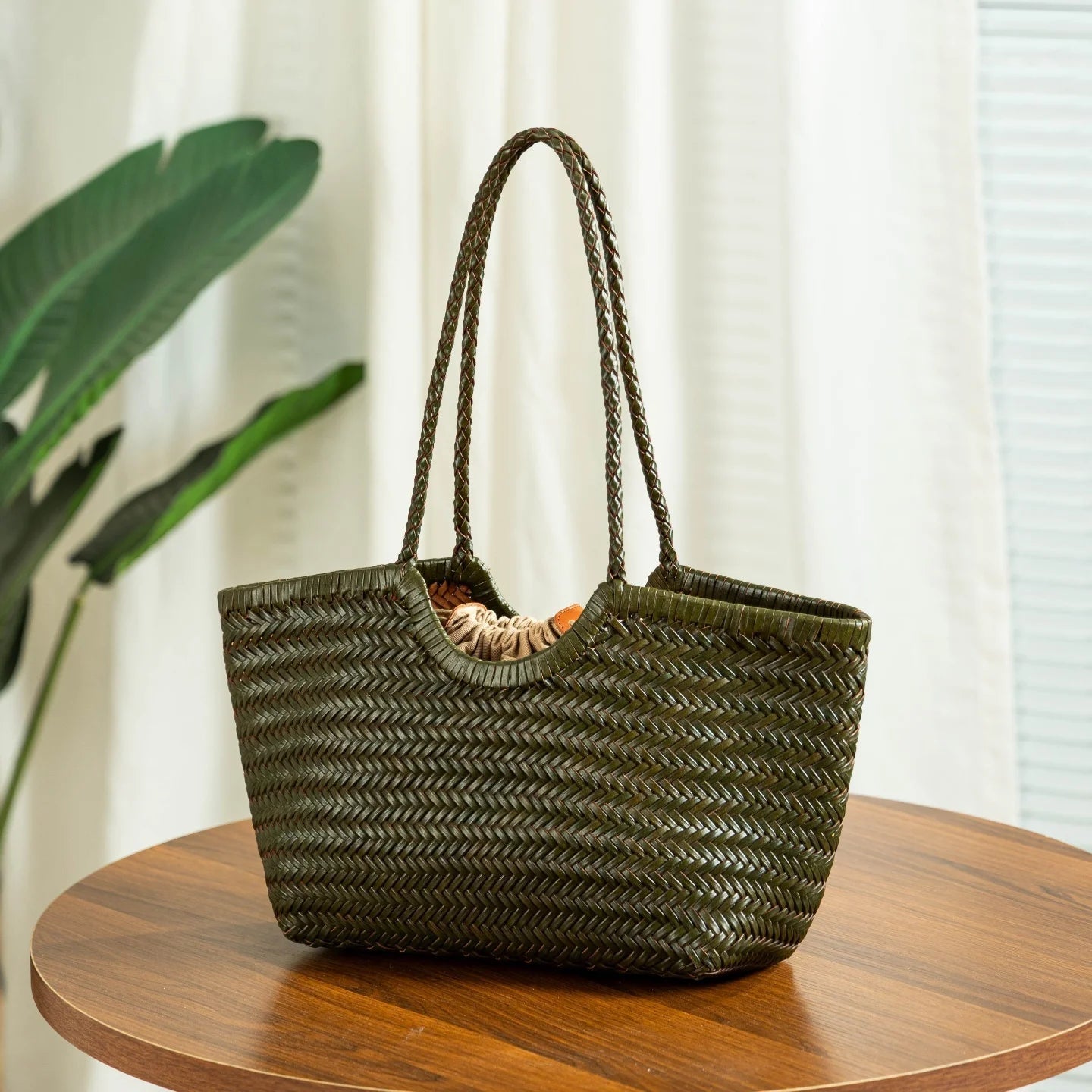 Bianca | Handgeweven Leren Tote Bag