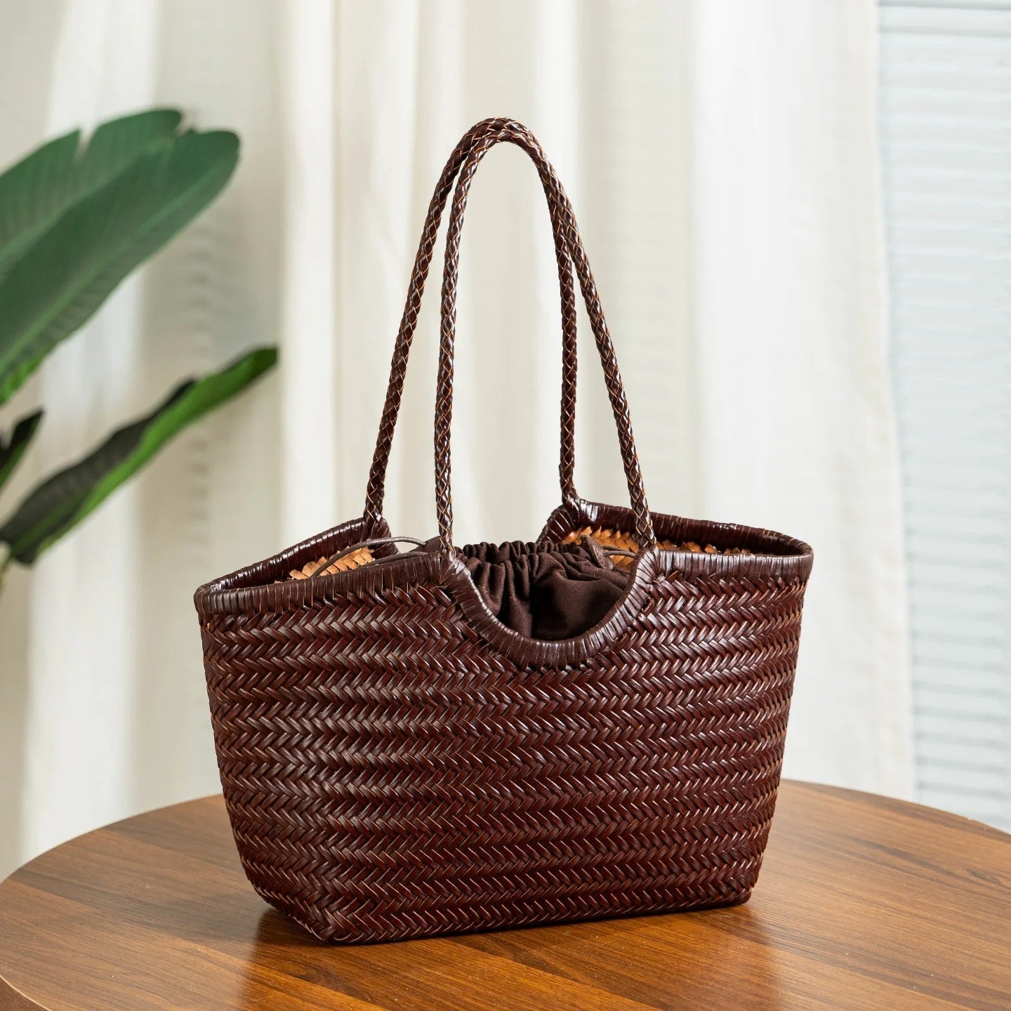 Bianca | Handgeweven Leren Tote Bag