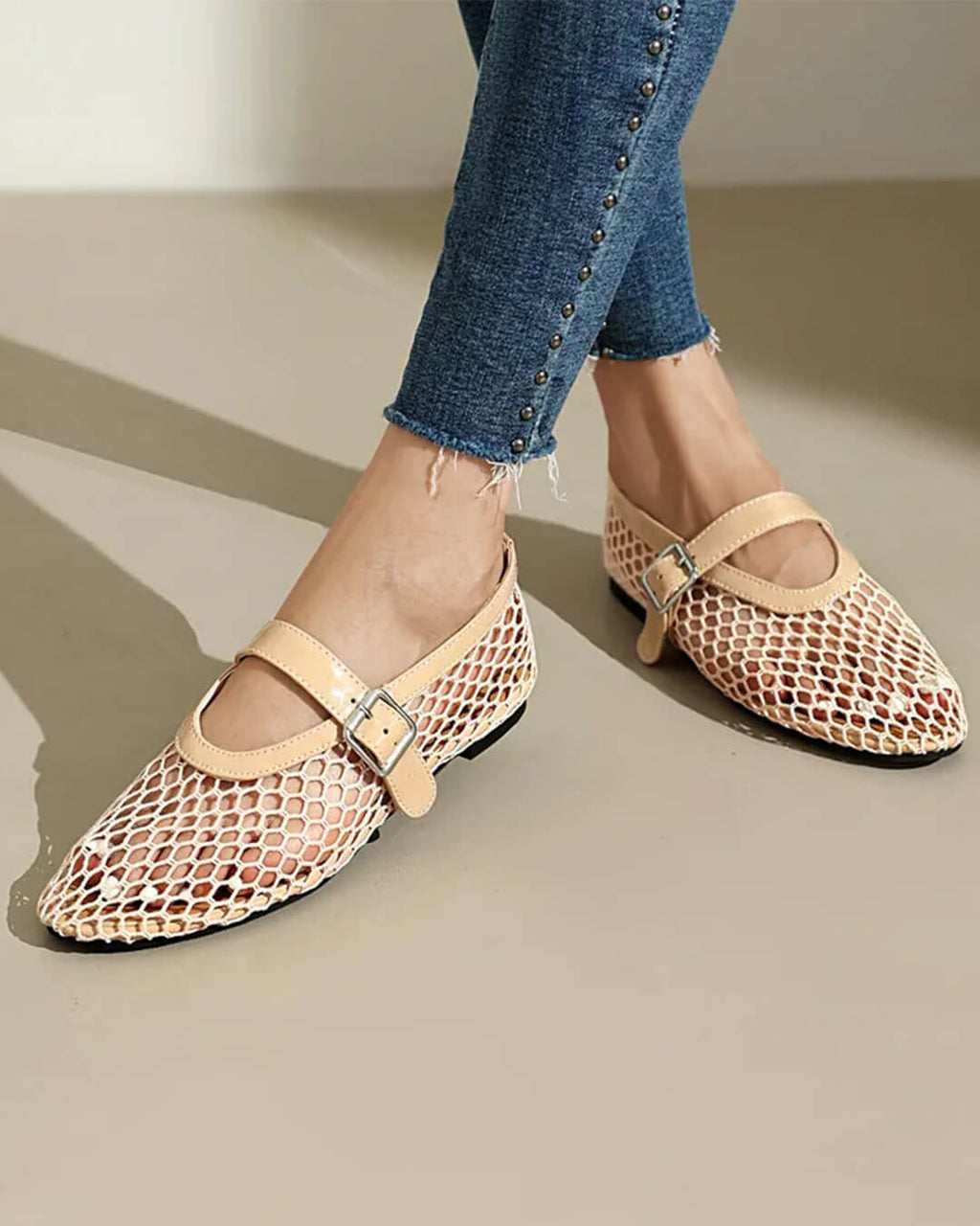 Bianca | Gesp Mesh Ballerina's