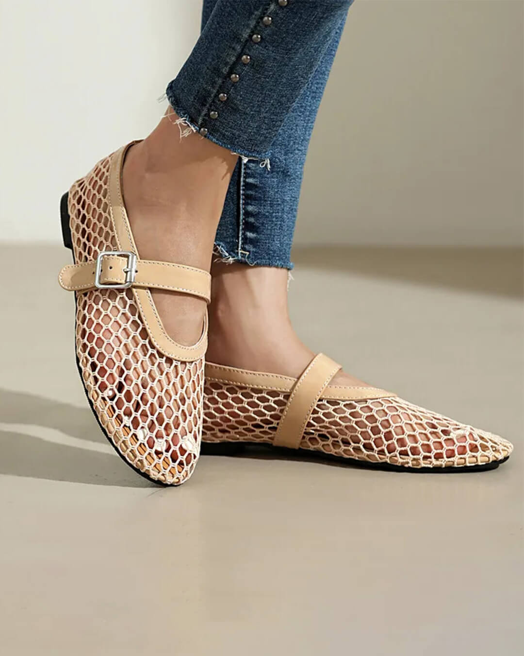 Bianca | Gesp Mesh Ballerina's