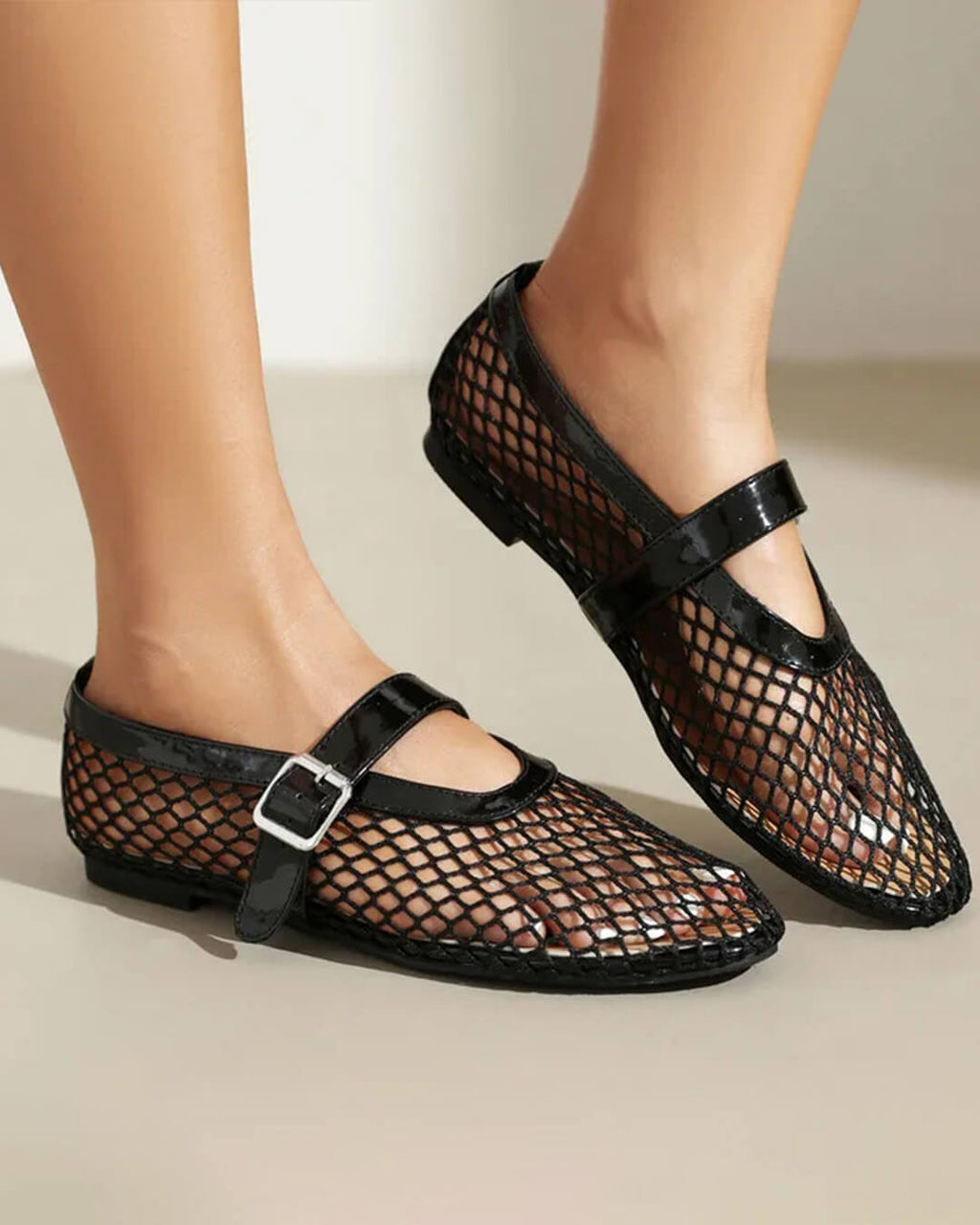 Bianca | Gesp Mesh Ballerina's