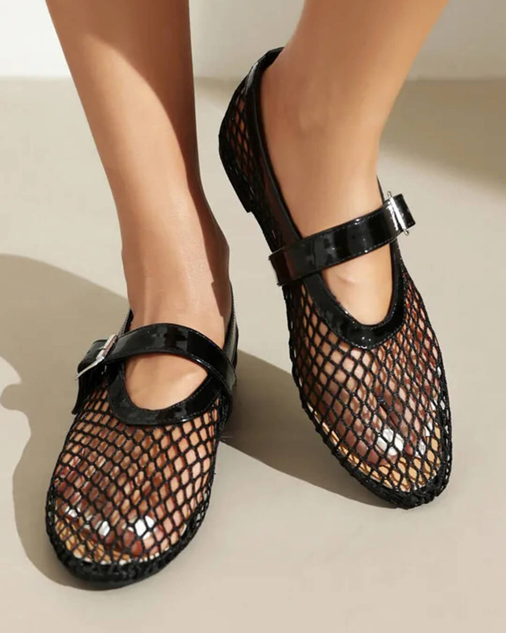 Bianca | Gesp Mesh Ballerina's