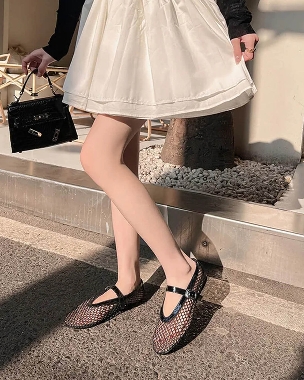 Bianca | Gesp Mesh Ballerina's
