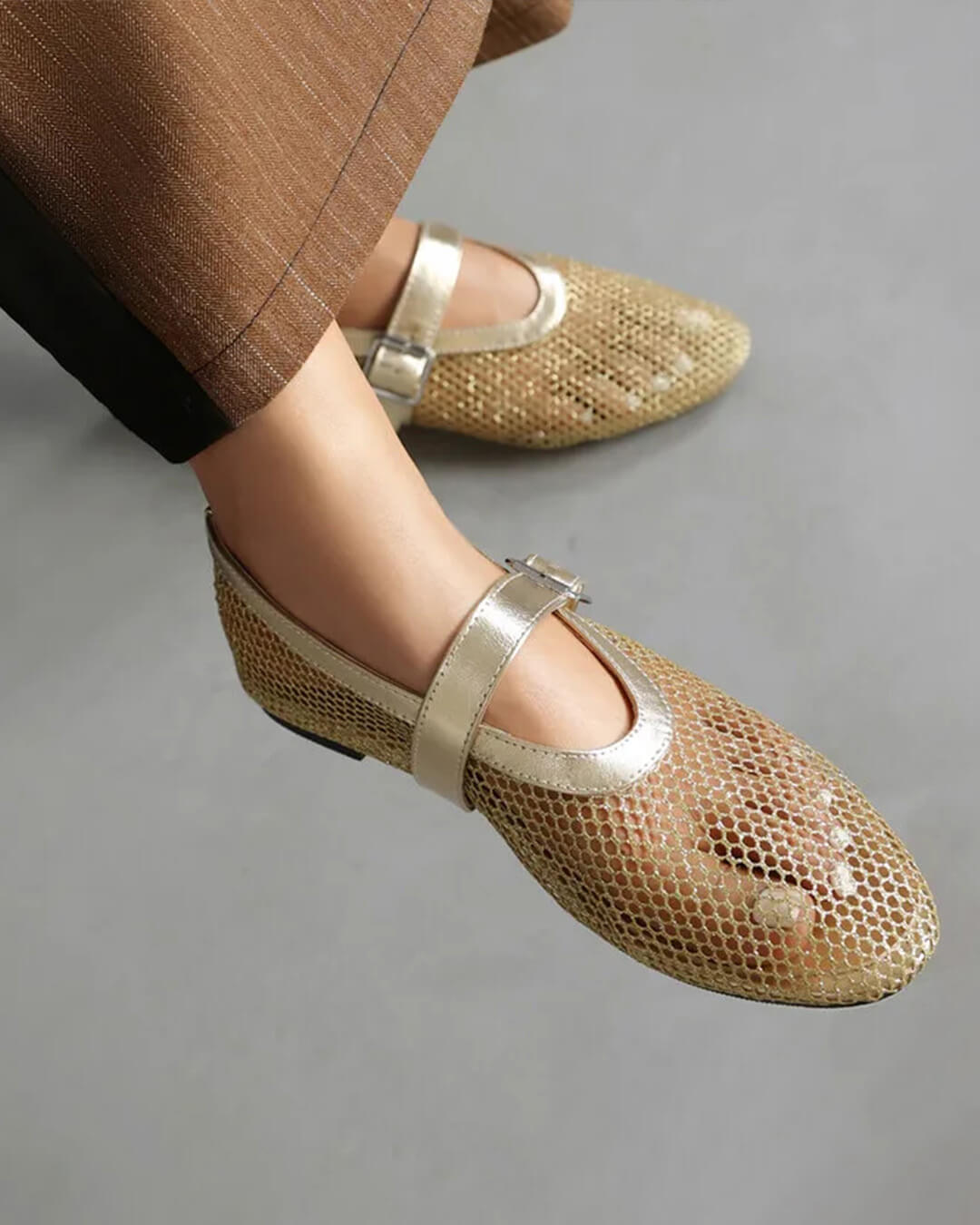 Bianca | Gesp Mesh Ballerina's