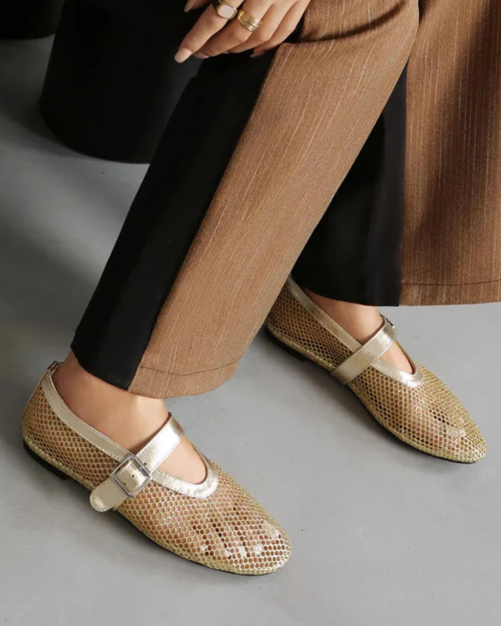 Bianca | Gesp Mesh Ballerina's