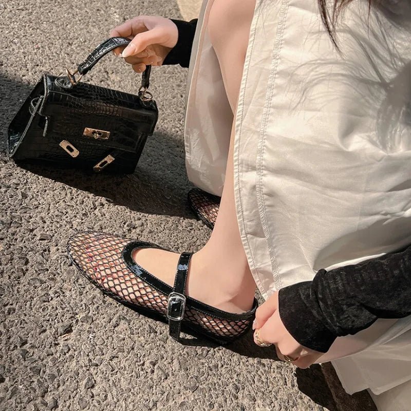 Bianca | Gesp Mesh Ballerina's