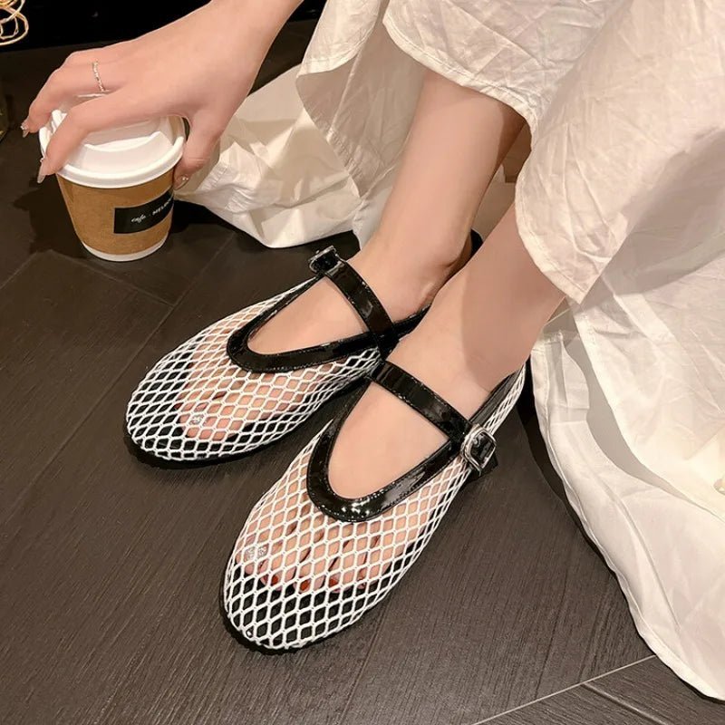 Bianca | Gesp Mesh Ballerina's