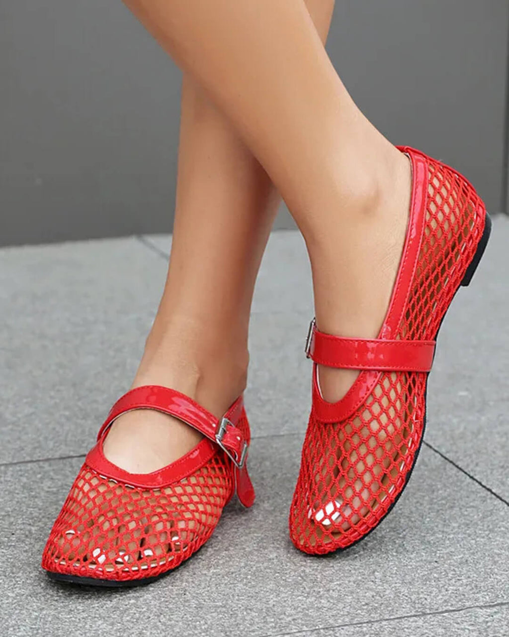 Bianca | Gesp Mesh Ballerina's