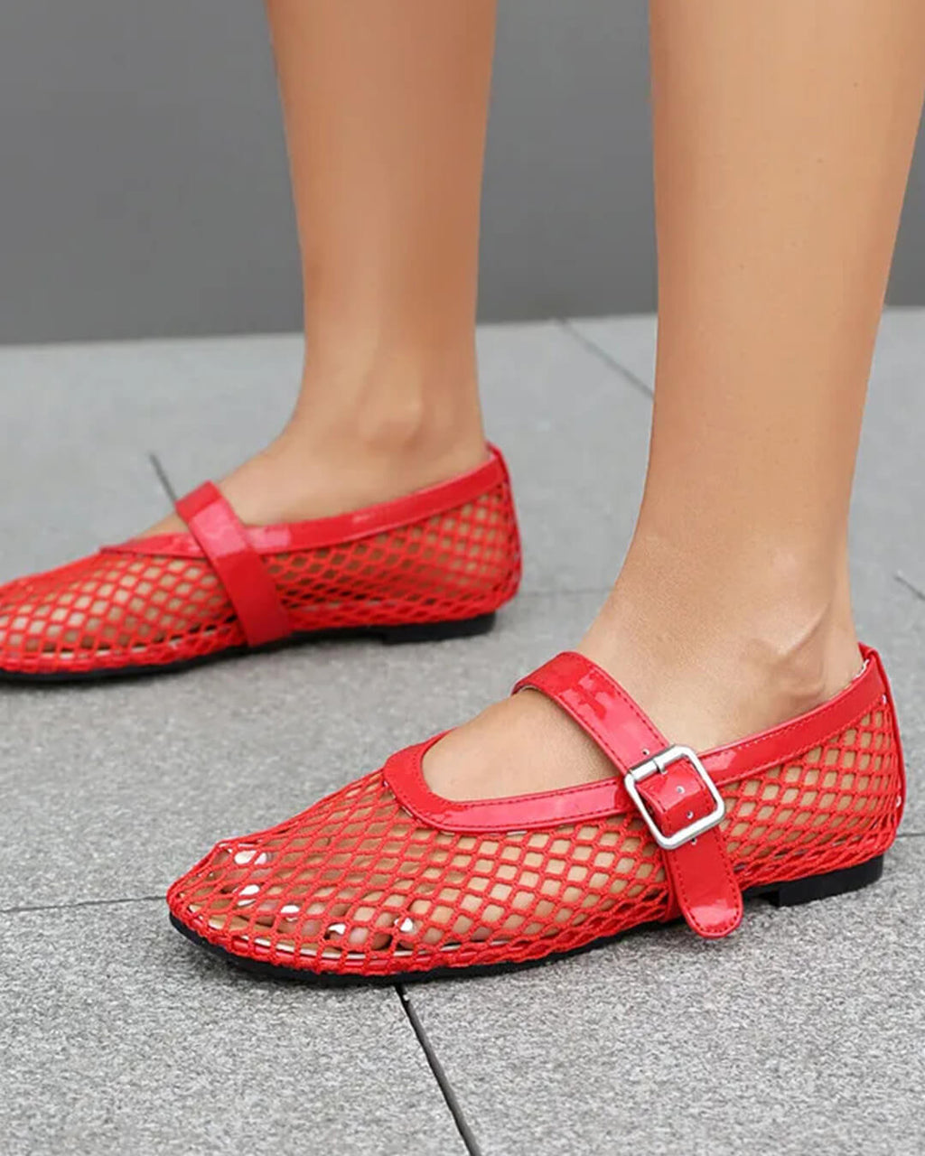 Bianca | Gesp Mesh Ballerina's