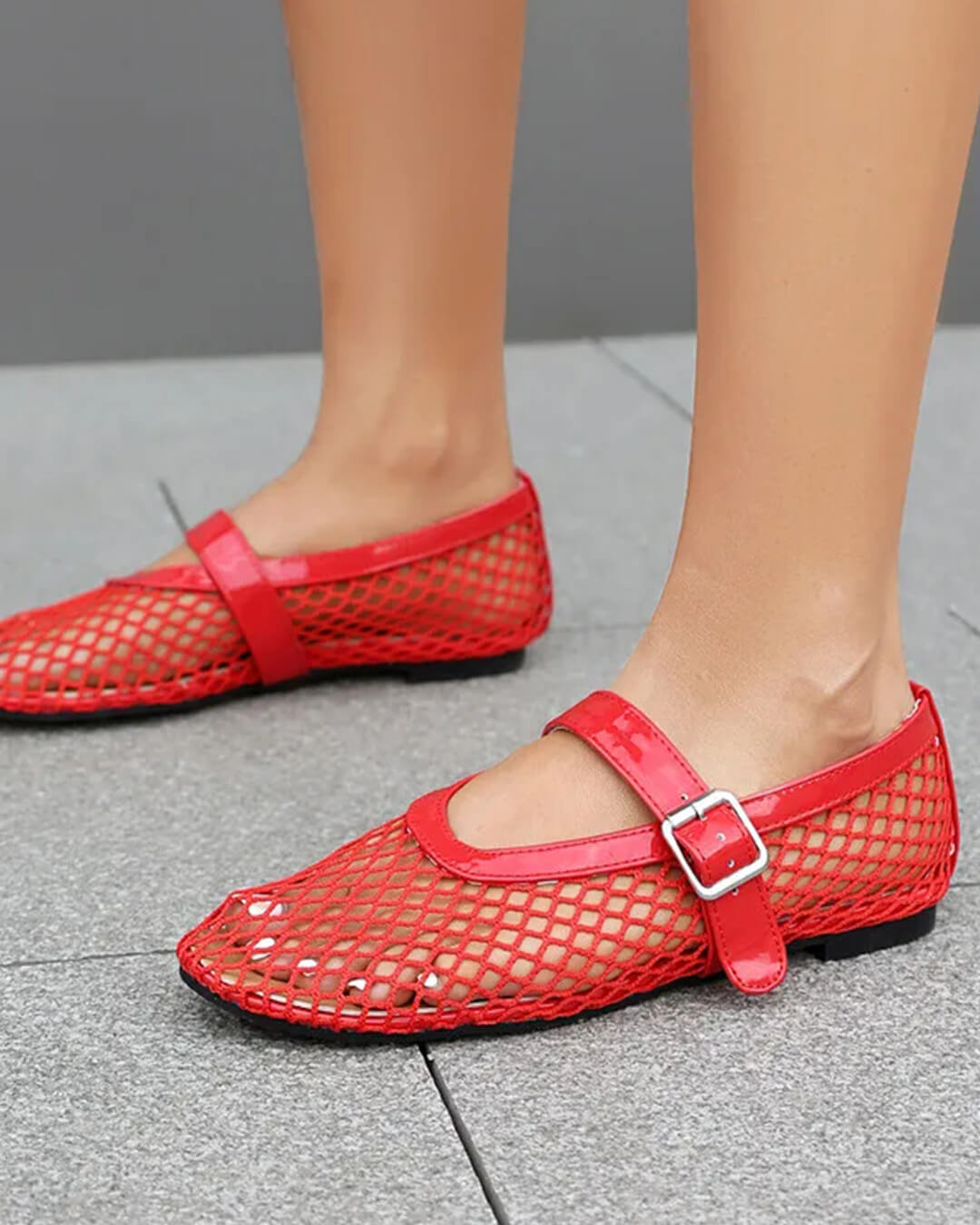 Bianca | Gesp Mesh Ballerina's