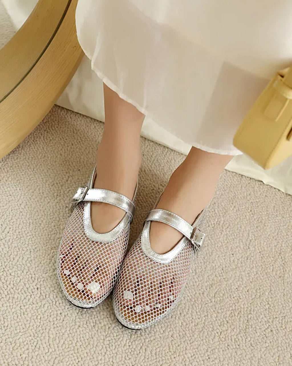 Bianca | Gesp Mesh Ballerina's